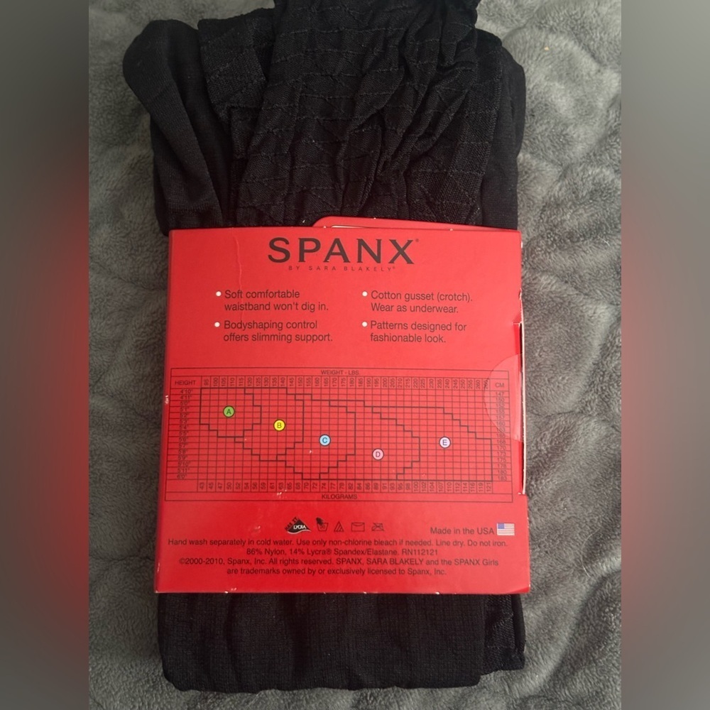 SPANX Black Patterned Bodyshaping Tights NWT Size B - Picture 4 of 5